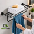Elegante Toallero Negro Acero Mate 60cm