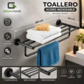 Elegante Toallero Negro Acero Mate 60cm