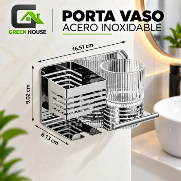 Porta Vaso Plateado Acero Inoxidable 16.5cm