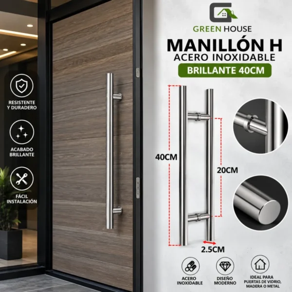Manija - Manillon Acero Inoxidable Mod H - Doble 40cm Brillante