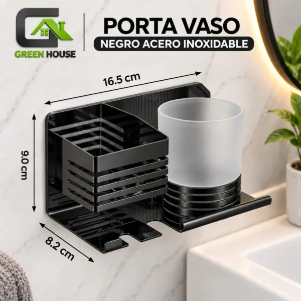 Porta Vaso Negro Acero Inoxidable 16.5cm