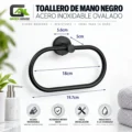 Toallero De Mano  Negro Acero Inoxidable Ovalado