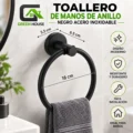 Toallero De Mano De Anillo Negro Acero Inoxidable