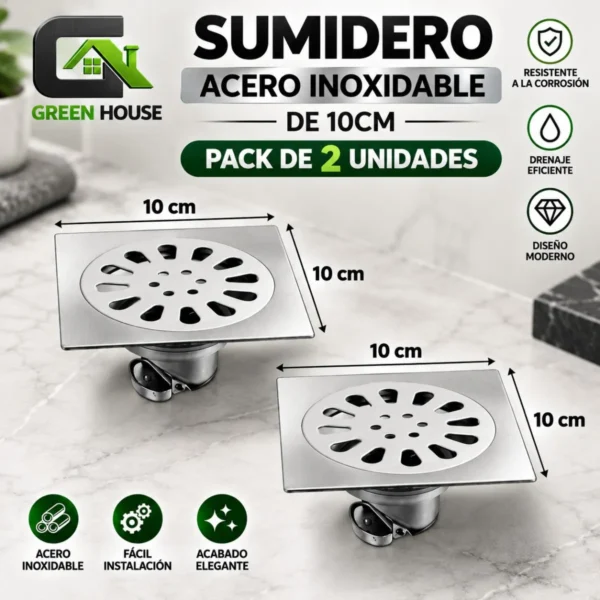 Sumidero Acero Inoxidable De 10cm Pack De 2 Unidades