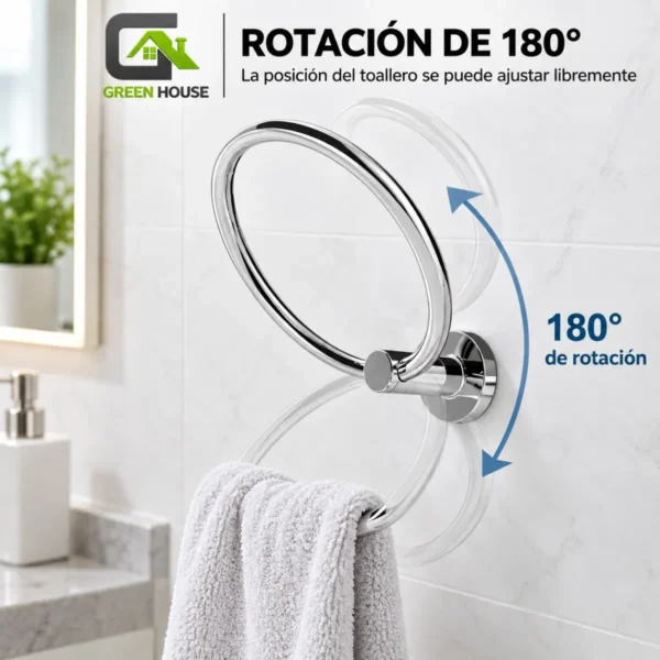 Toallero De Mano De Anillo Cromado Acero Inoxidable