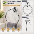 Toallero De Mano De Anillo Cromado Acero Inoxidable