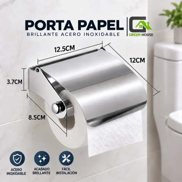 Portapapel Higienico Cromado Brillante Acero Inoxidable