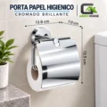 Porta Papel Higiénico Con Tapa  Cromado Brillante Acero Inoxidable