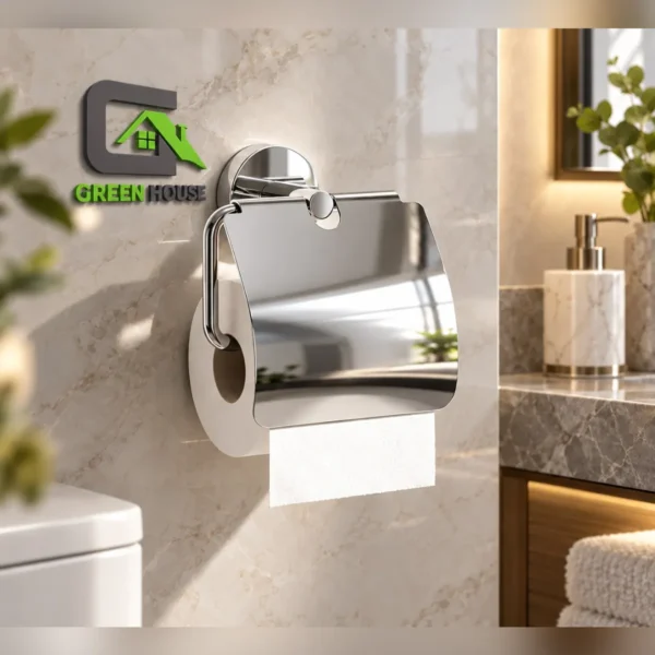 Porta Papel Higiénico Con Tapa Cromado Brillante Acero Inoxidable