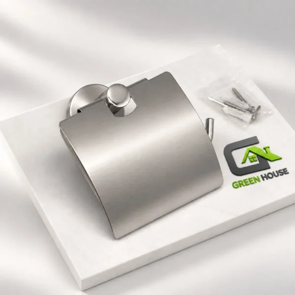 Porta Papel Higiénico Con Tapa  Satinado Acero Inoxidable