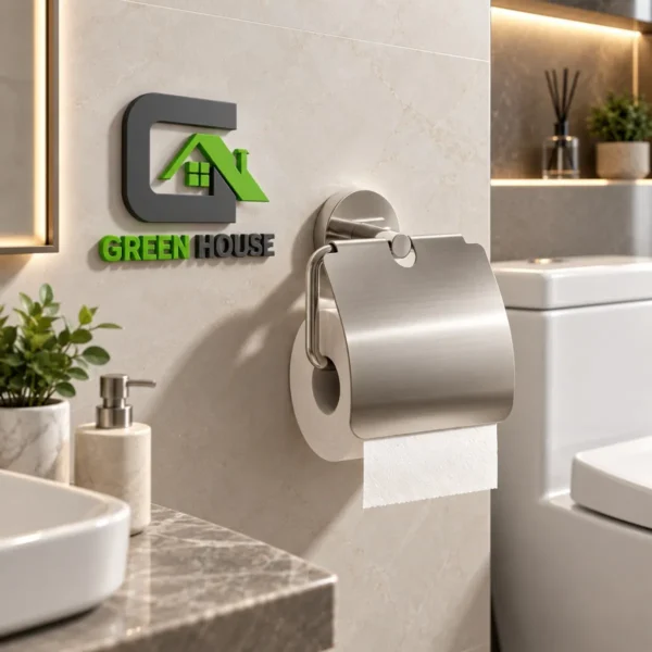 Porta Papel Higiénico Con Tapa Satinado Acero Inoxidable