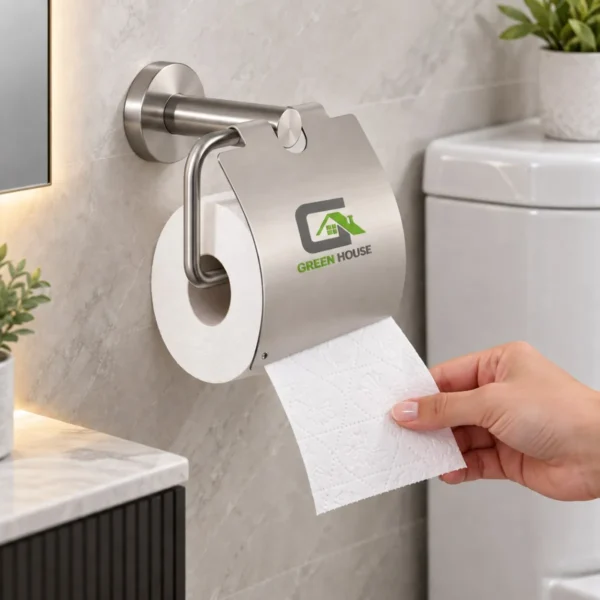 Porta Papel Higiénico Con Tapa  Satinado Acero Inoxidable