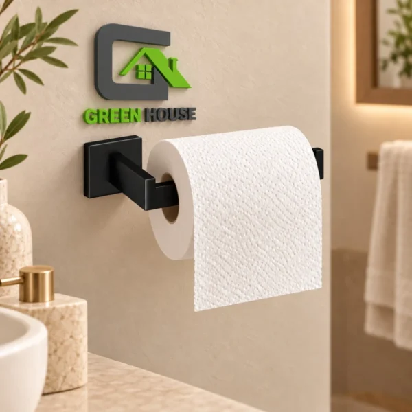 Porta Papel Higiénico Negro Acero Inoxidable