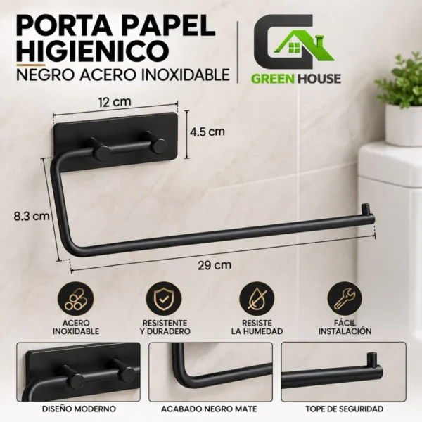 Porta Papel Toalla – Bolsa – Secador De Manos – Acero Inox. De 29 Cm Autoadhesivo