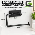 Porta Papel Higiénico Negro De Acero Inoxidable De 16cm