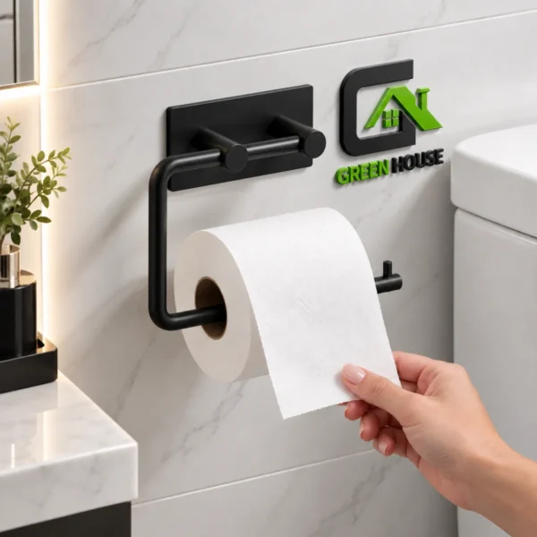 Porta Papel Higiénico Negro De Acero Inoxidable De 16cm