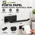 Porta Papel Higiénico Acero Inoxidable Negro De 16cm