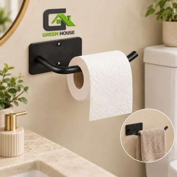 Porta Papel Higiénico  Acero Inoxidable Negro De 16cm