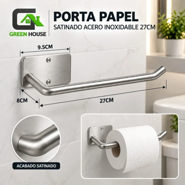 Porta Papel Satinado Acero Inoxidable 27 cm