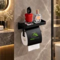 Porta Papel Higienico Negro Acero Inoxidable