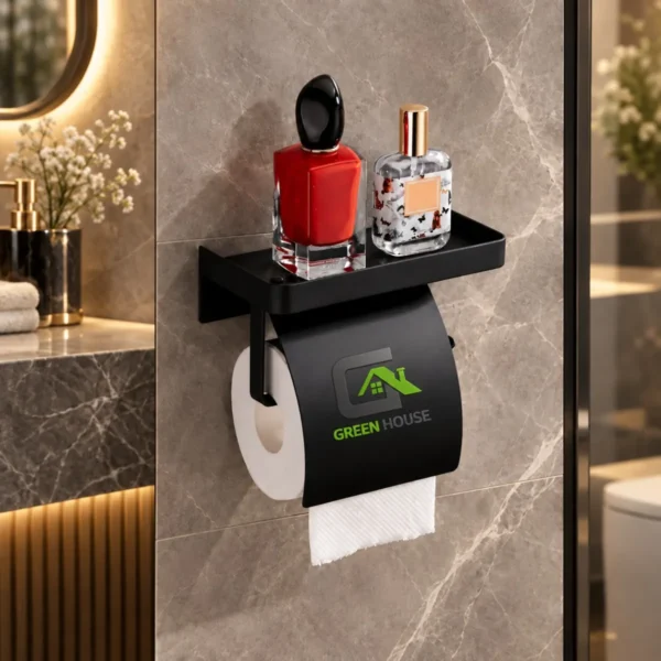 Porta Papel Higienico Negro Acero Inoxidable