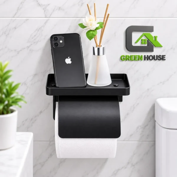 Porta Papel Higienico Negro Acero Inoxidable