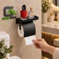 Porta Papel Higienico Negro Acero Inoxidable