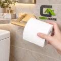 Porta Papel Higienico Autoadhesivo Dorado Satinado Acero Inoxidable 16cm