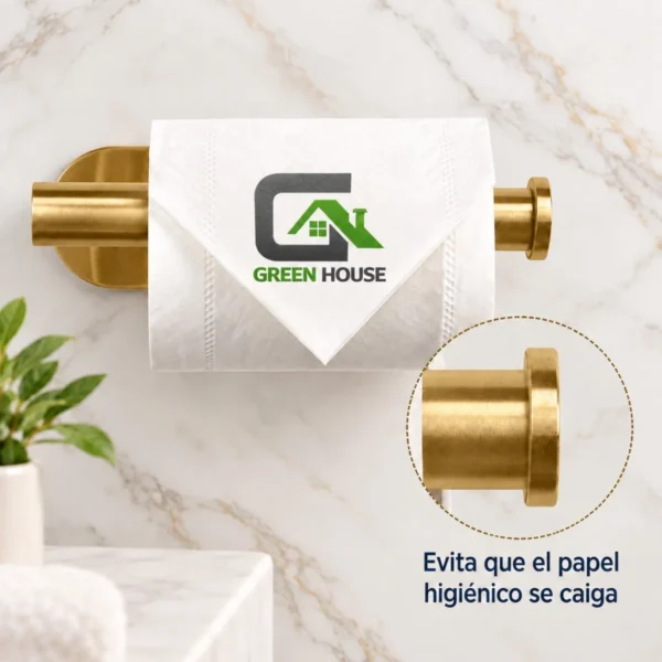 Porta Papel Higienico Autoadhesivo Dorado Satinado Acero Inoxidable 16cm