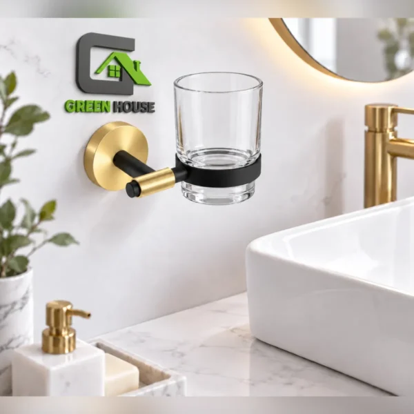 Porta Vaso Dorado+Negro Acero Inoxidable
