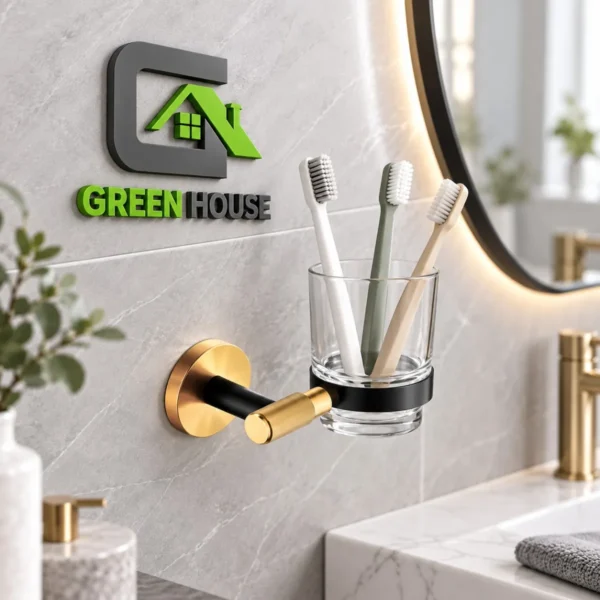 Porta Vaso Dorado+Negro Acero Inoxidable