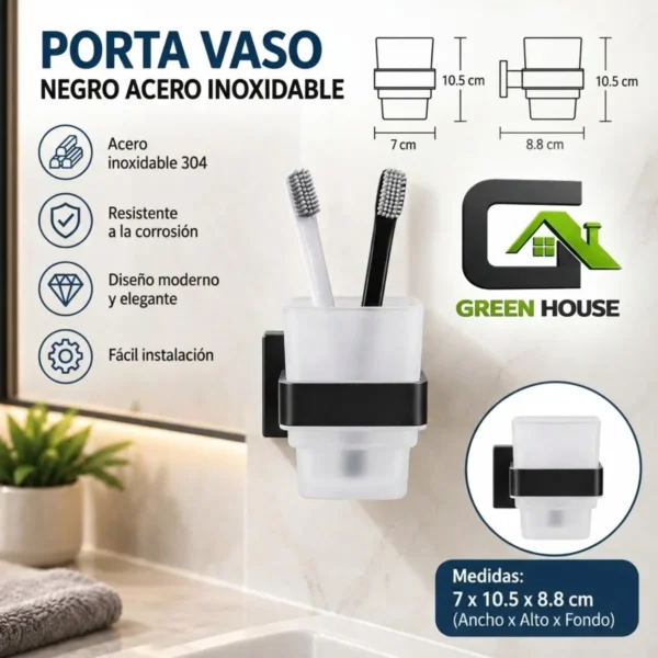Porta Vaso Multiuso Negro Acero Inoxidable