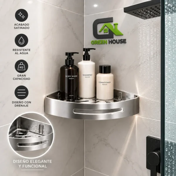 Esquinero Organizador Ducha -Cocina Satinado Acero Inoxidable