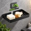 Repisa Organizador Ducha Negro Acero Inoxidable  25cm
