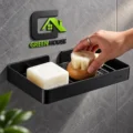 Repisa Organizador Ducha Negro Acero Inoxidable  25cm