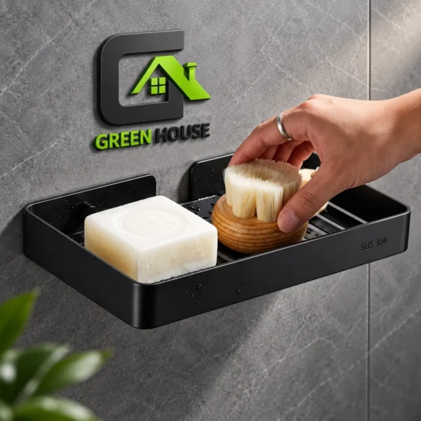 Repisa Organizador Ducha Negro Acero Inoxidable  25cm