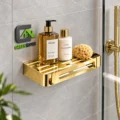 Repisa Dorado Brillante Acero Inoxidable Organiza Baño