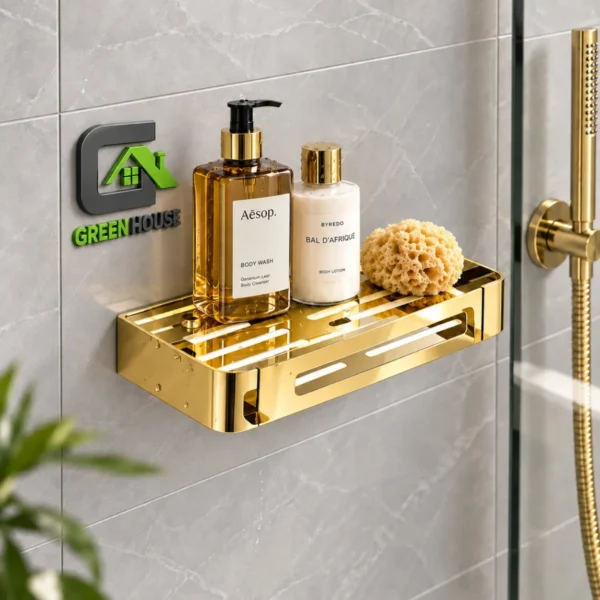 Repisa Dorado Brillante Acero Inoxidable Organiza Baño