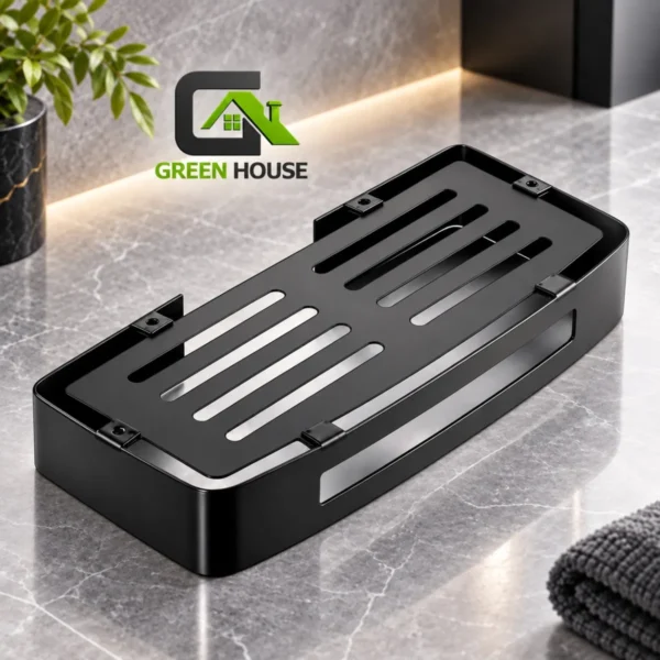 Repisa Negro Acero Inoxidable Organiza Baño 30Cm