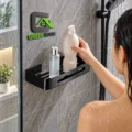 Repisa Negro Acero Inoxidable Organiza Baño 30Cm