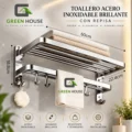 Toallero Elegante Acero Inoxidable Cromado  Brillante Con Repisa