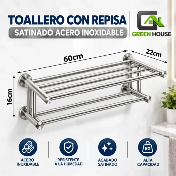 Toallero Con Repisa  Acero Inoxidbale  Satinado