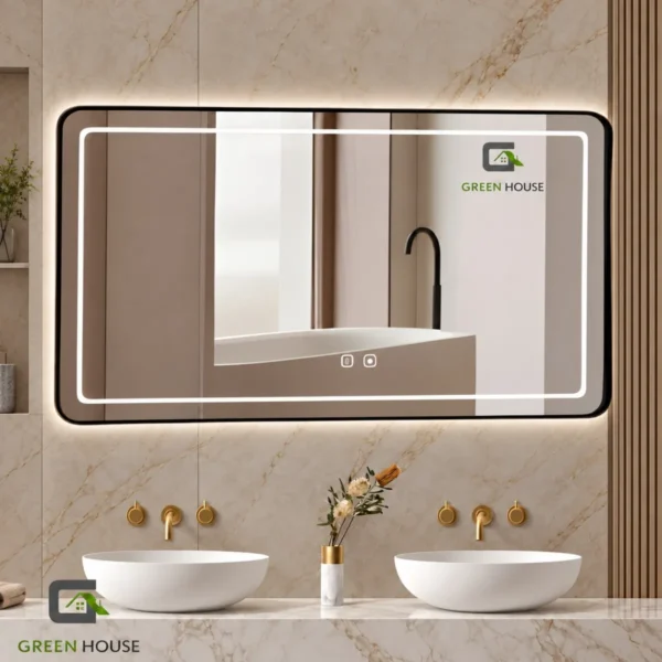 Elegante Espejo C- Valentina Antiempañado Marco Aluminio De 60x80 Cm