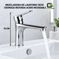 Mezcladora De Lavatorio 15cm Cromada Redonda