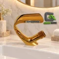 Mezcladora De Lavatorio Dorado Brillante Baja Curva