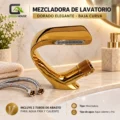 Mezcladora De Lavatorio Dorado Brillante Baja Curva