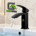 Mezcladora De Lavatorio Caida Cascada Negro Cuadrada 15cm Acero Inoxidable