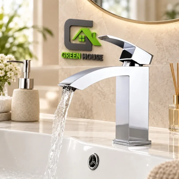 Mezcladora De Lavatorio Caida Cascada Cromada Brillante 15cm Cuadrada