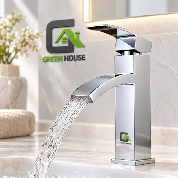 Mezcladora De Lavatorio Caida Cascada Cromada Brillante 15cm Cuadrada
