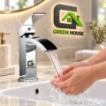 Mezcladora De Lavatorio Caida Cascada Cromada Brillante 15cm Cuadrada